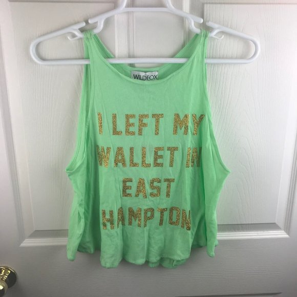 NWT Wildfox East Hampton Tank Top Green Glitter XS - Picture 1 of 4